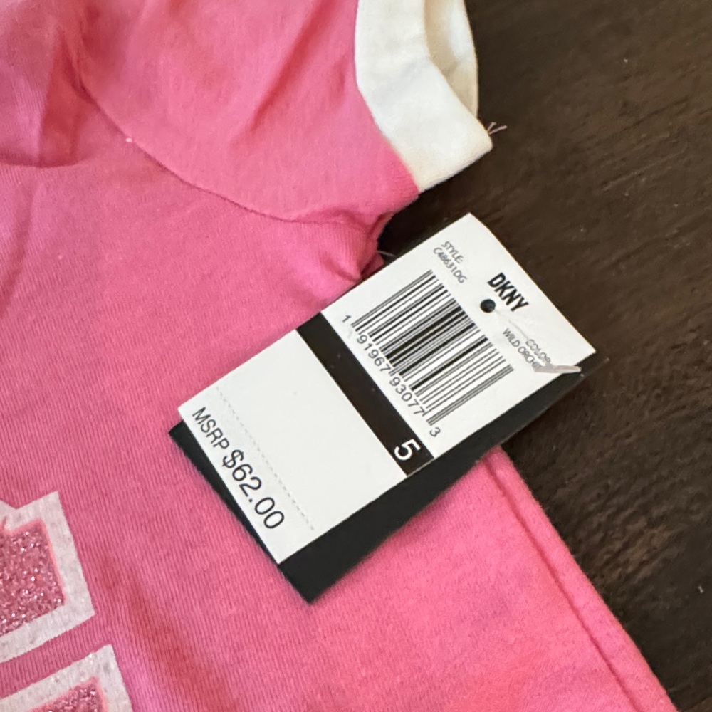 DKNY Girls Pink Graphic Tee and Denim Skirt Set Kids 5T - Picture 3 of 9